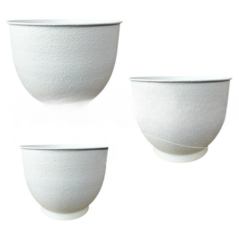 SET 3 VASI METALLO WHITE CM.31x31x25